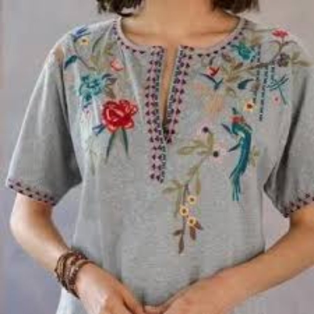 Johnny Was Gensia Knit Henley T-shirt Size S